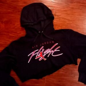 Air Jordan Flight distressed cropped hoodie sz med